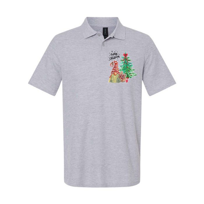 Merry Christmas Gnome Tree Festive Holiday Softstyle Adult Sport Polo