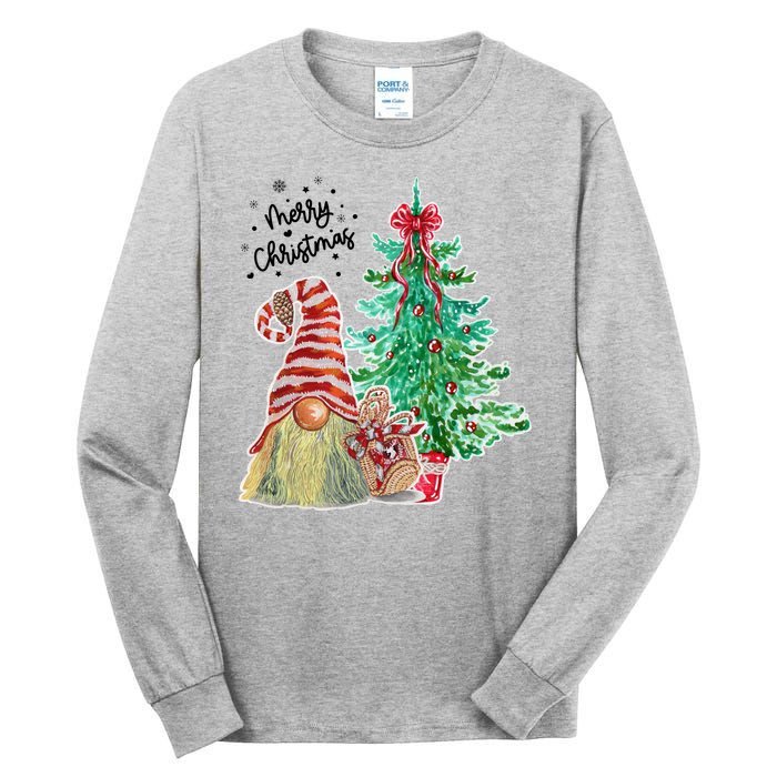 Merry Christmas Gnome Tree Festive Holiday Tall Long Sleeve T-Shirt