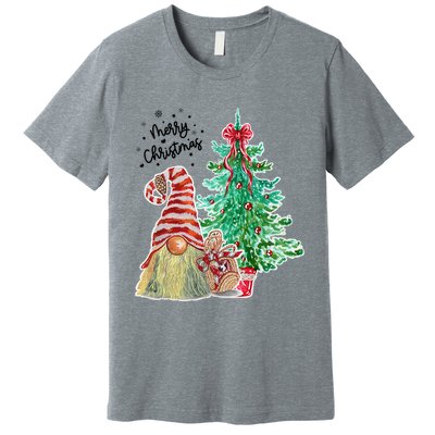 Merry Christmas Gnome Tree Festive Holiday Premium T-Shirt