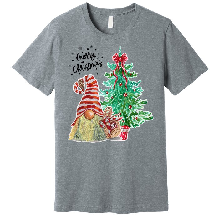 Merry Christmas Gnome Tree Festive Holiday Premium T-Shirt