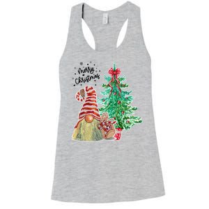 Merry Christmas Gnome Tree Festive Holiday Women's Racerback Tank