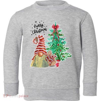 Merry Christmas Gnome Tree Festive Holiday Toddler Sweatshirt