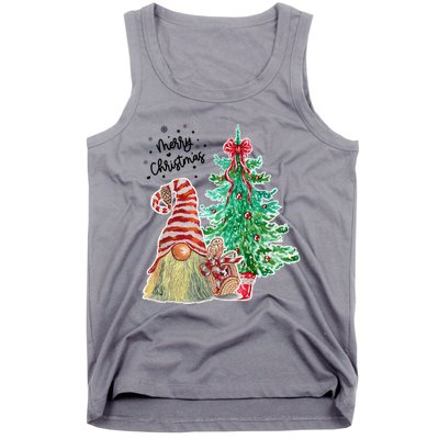 Merry Christmas Gnome Tree Festive Holiday Tank Top
