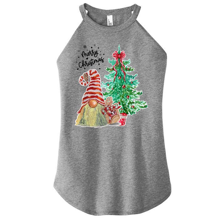 Merry Christmas Gnome Tree Festive Holiday Women's Perfect Tri Rocker Tank