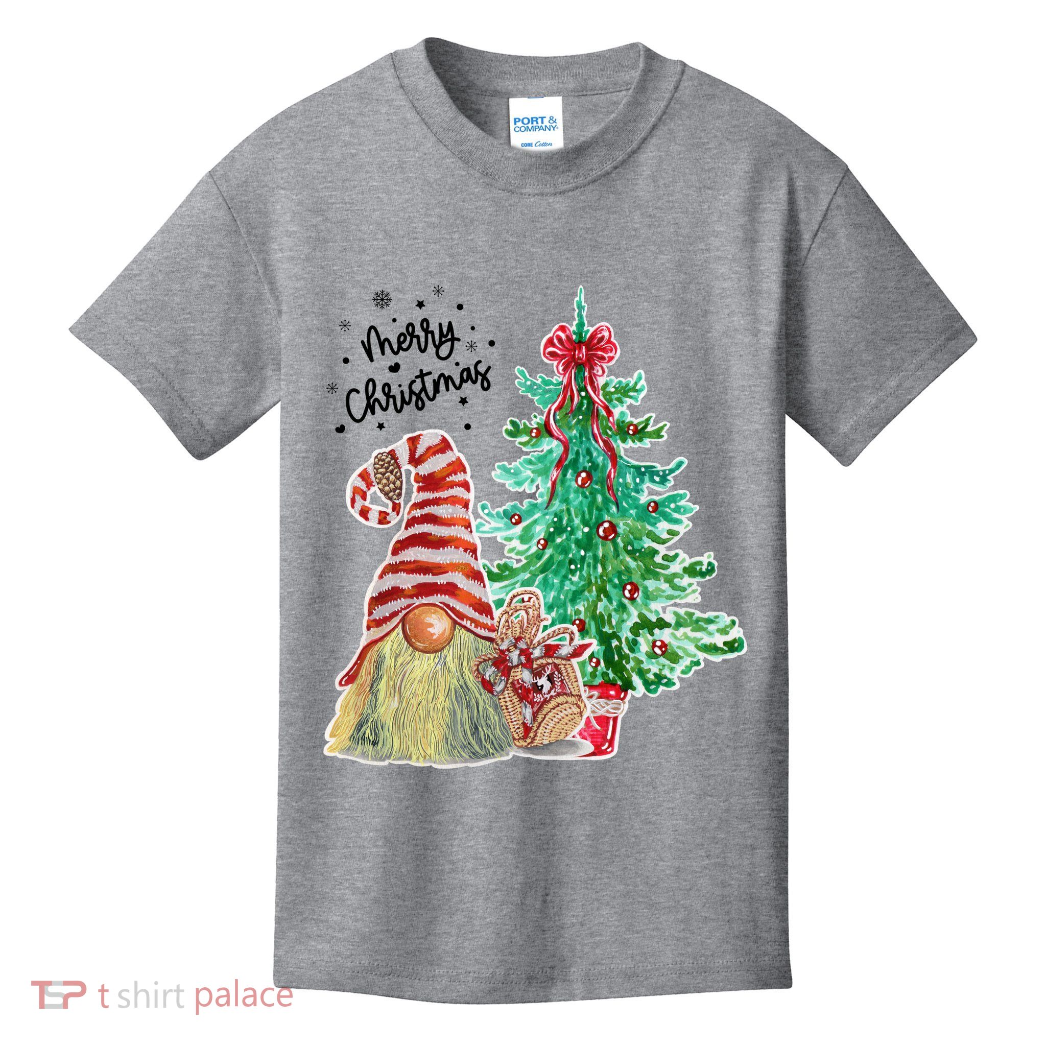 Merry Christmas Gnome Tree Festive Holiday Kids T-Shirt
