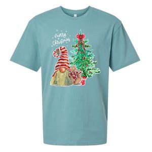 Merry Christmas Gnome Tree Festive Holiday Sueded Cloud Jersey T-Shirt