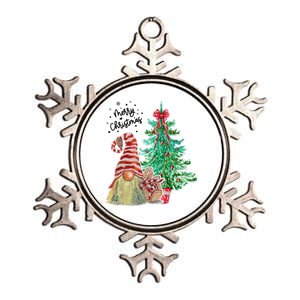 Merry Christmas Gnome Tree Festive Holiday Metallic Star Ornament