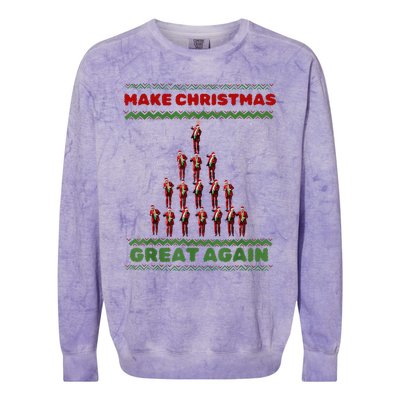 Make Christmas Great Again Funny Trump Xmas Snow Pajama Ugly Colorblast Crewneck Sweatshirt