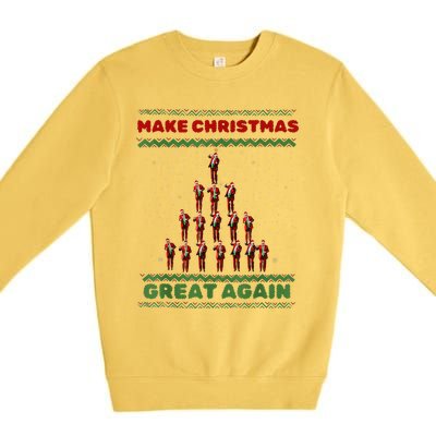 Make Christmas Great Again Funny Trump Xmas Snow Pajama Ugly Premium Crewneck Sweatshirt