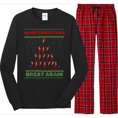 Make Christmas Great Again Funny Trump Xmas Snow Pajama Ugly Long Sleeve Pajama Set