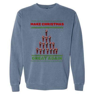 Make Christmas Great Again Funny Trump Xmas Snow Pajama Ugly Garment-Dyed Sweatshirt