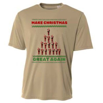 Make Christmas Great Again Funny Trump Xmas Snow Pajama Ugly Cooling Performance Crew T-Shirt