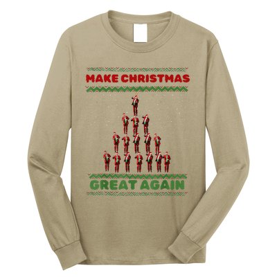 Make Christmas Great Again Funny Trump Xmas Snow Pajama Ugly Long Sleeve Shirt