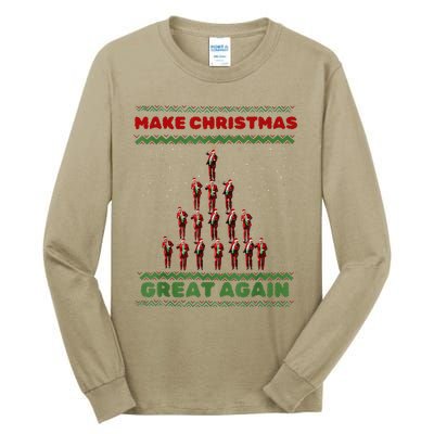 Make Christmas Great Again Funny Trump Xmas Snow Pajama Ugly Tall Long Sleeve T-Shirt