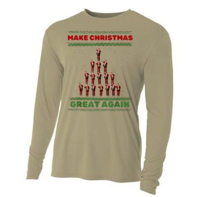 Make Christmas Great Again Funny Trump Xmas Snow Pajama Ugly Cooling Performance Long Sleeve Crew