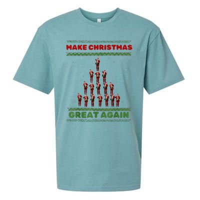 Make Christmas Great Again Funny Trump Xmas Snow Pajama Ugly Sueded Cloud Jersey T-Shirt