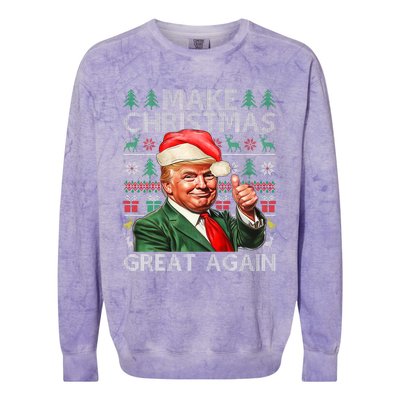 Make Christmas Great Again Funny Trump Xmas Snow Pajama Ugly Colorblast Crewneck Sweatshirt