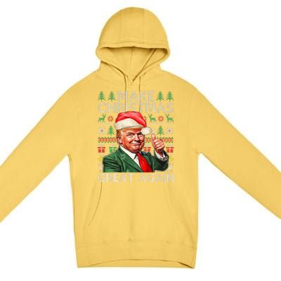 Make Christmas Great Again Funny Trump Xmas Snow Pajama Ugly Premium Pullover Hoodie