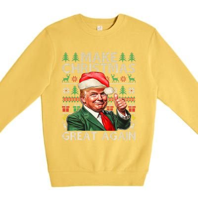 Make Christmas Great Again Funny Trump Xmas Snow Pajama Ugly Premium Crewneck Sweatshirt