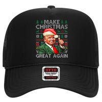 Make Christmas Great Again Funny Trump Xmas Snow Pajama Ugly High Crown Mesh Back Trucker Hat