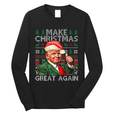 Make Christmas Great Again Funny Trump Xmas Snow Pajama Ugly Long Sleeve Shirt