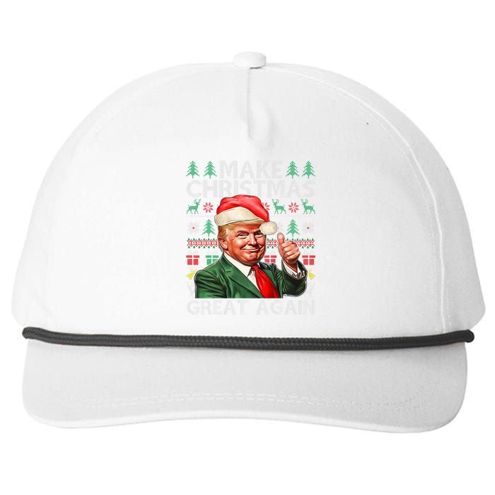 Make Christmas Great Again Funny Trump Xmas Snow Pajama Ugly Snapback Five-Panel Rope Hat