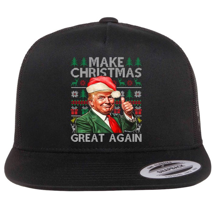 Make Christmas Great Again Funny Trump Xmas Snow Pajama Ugly Flat Bill Trucker Hat