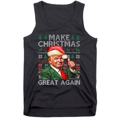 Make Christmas Great Again Funny Trump Xmas Snow Pajama Ugly Tank Top