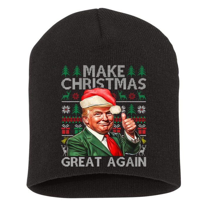 Make Christmas Great Again Funny Trump Xmas Snow Pajama Ugly Short Acrylic Beanie