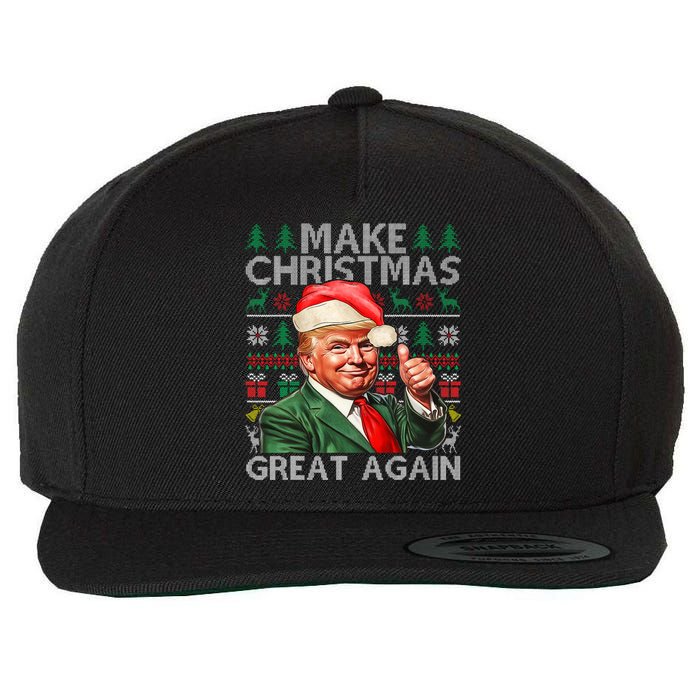 Make Christmas Great Again Funny Trump Xmas Snow Pajama Ugly Wool Snapback Cap