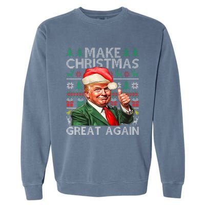 Make Christmas Great Again Funny Trump Xmas Snow Pajama Ugly Garment-Dyed Sweatshirt