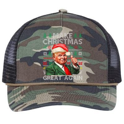 Make Christmas Great Again Funny Trump Xmas Snow Pajama Ugly Retro Rope Trucker Hat Cap