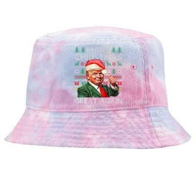 Make Christmas Great Again Funny Trump Xmas Snow Pajama Ugly Tie-Dyed Bucket Hat