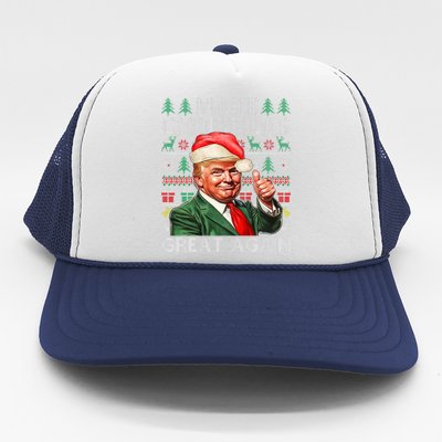 Make Christmas Great Again Funny Trump Xmas Snow Pajama Ugly Trucker Hat