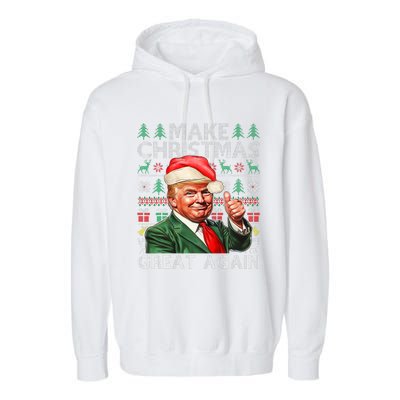 Make Christmas Great Again Funny Trump Xmas Snow Pajama Ugly Garment-Dyed Fleece Hoodie