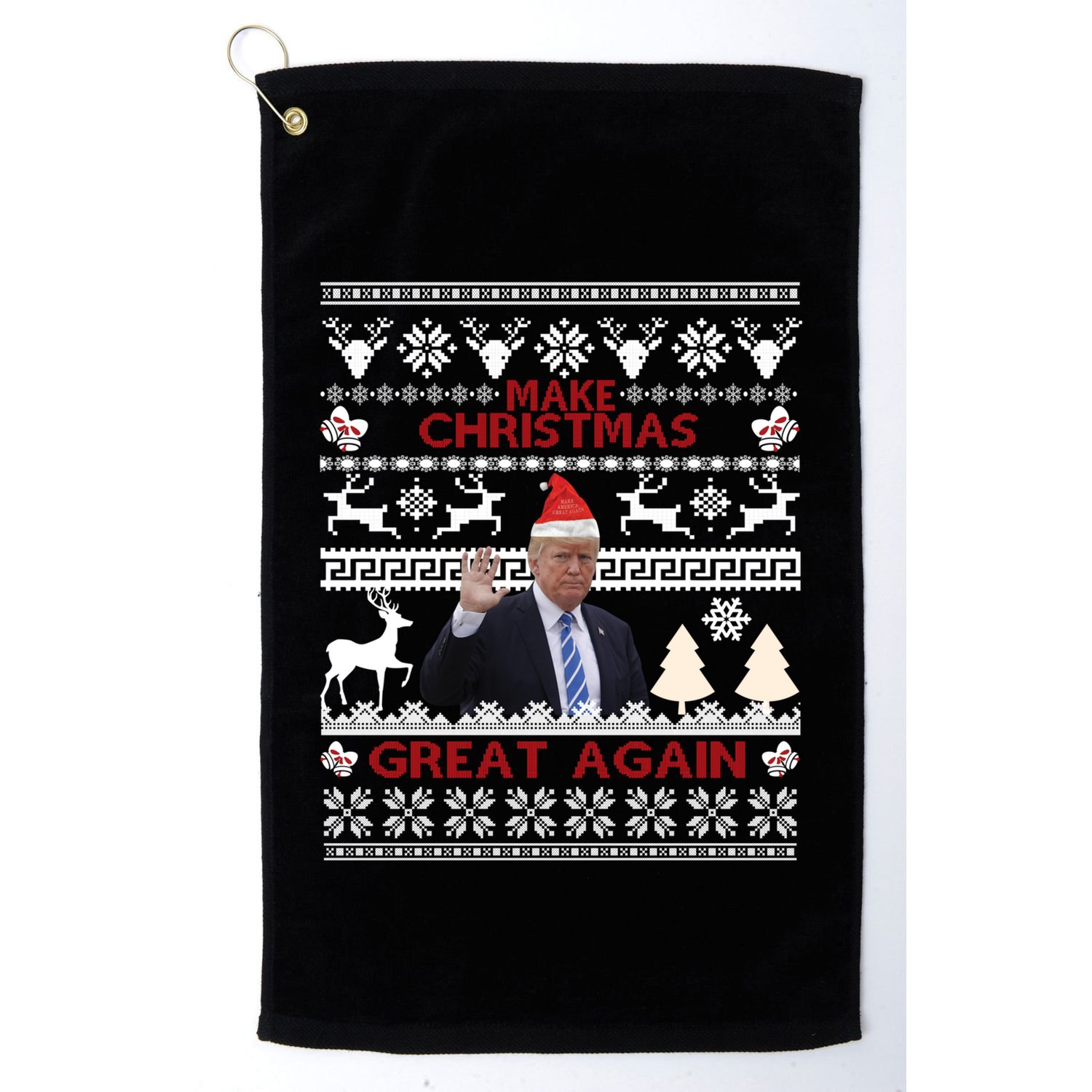 Make Christmas Great Again 2024 Trump Ugly Christmas Family Great Gift Golf Towel