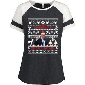 Make Christmas Great Again 2024 Trump Ugly Christmas Family Great Gift Enza Ladies Jersey Colorblock Tee