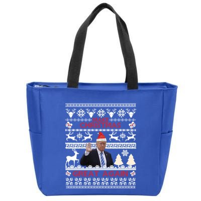 Make Christmas Great Again 2024 Trump Ugly Christmas Family Great Gift Zip Tote Bag