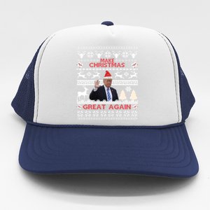 Make Christmas Great Again 2024 Trump Ugly Christmas Family Great Gift Trucker Hat