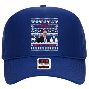 Make Christmas Great Again 2024 Trump Ugly Christmas Family Great Gift High Crown Mesh Back Trucker Hat