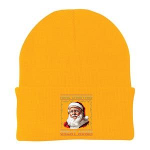 Make Christmas Great Again Funny Santa Trump 2024 Xmas Knit Cap Winter Beanie