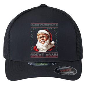 Make Christmas Great Again Funny Santa Trump 2024 Xmas Flexfit Unipanel Trucker Cap