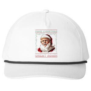 Make Christmas Great Again Funny Santa Trump 2024 Xmas Snapback Five-Panel Rope Hat