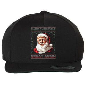 Make Christmas Great Again Funny Santa Trump 2024 Xmas Wool Snapback Cap