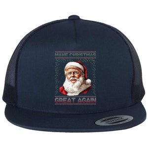 Make Christmas Great Again Funny Santa Trump 2024 Xmas Flat Bill Trucker Hat