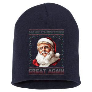 Make Christmas Great Again Funny Santa Trump 2024 Xmas Short Acrylic Beanie