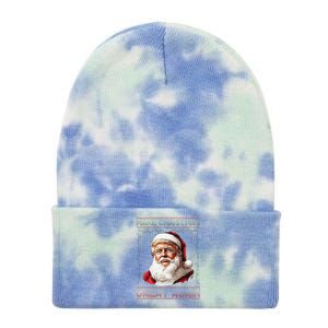 Make Christmas Great Again Funny Santa Trump 2024 Xmas Tie Dye 12in Knit Beanie