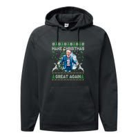 Make Christmas Great Again Ugly Sweaters Funny Trump 47 Xmas Sweatshirt Performance Fleece Hoodie