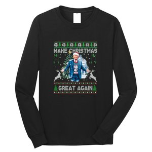 Make Christmas Great Again Ugly Sweaters Funny Trump 47 Xmas Sweatshirt Long Sleeve Shirt