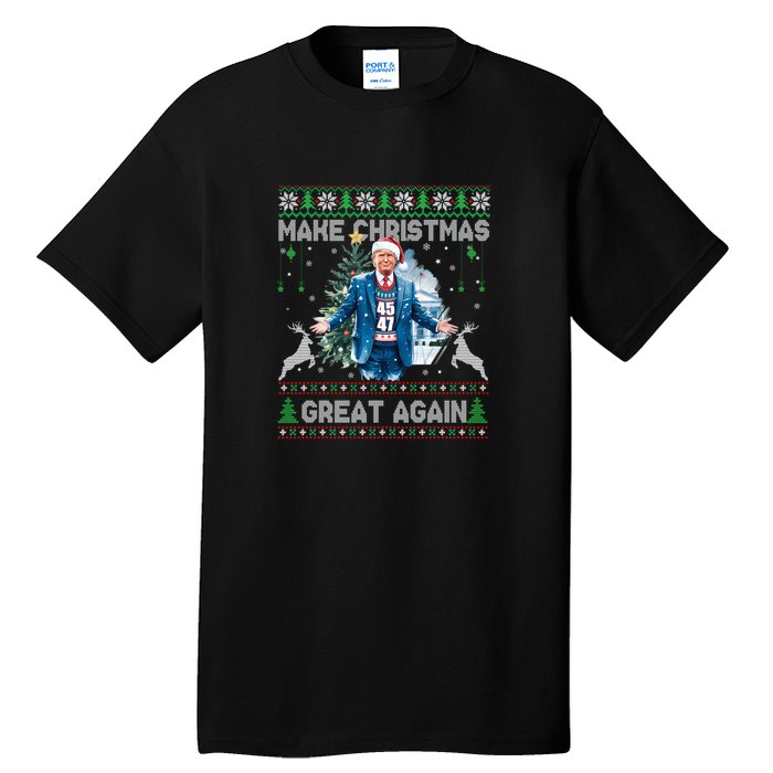 Make Christmas Great Again Ugly Sweaters Funny Trump 47 Xmas Sweatshirt Tall T-Shirt